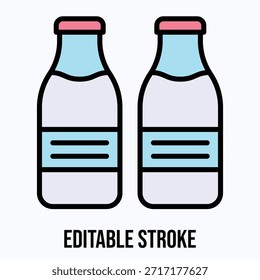 Icono de la botella de leche Icono de estilo de color lineal de Vector aislado, trazo editable