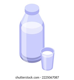 Milk bottle icon isometric vector. Hay bale. Farm grass