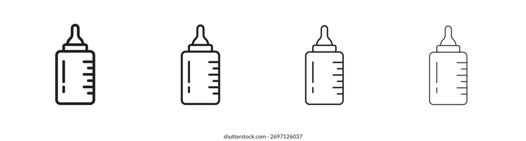 Diseño de línea de icono de botella de leche. conjunto de iconos de Vector de línea delgada.