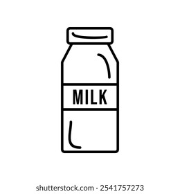 Icono de la botella de leche, Vector de línea aislado sobre fondo blanco. Diseño moderno y de moda