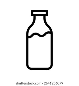 Milk bottle icon outline set sign