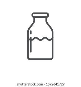 Milk bottle icon with outline style. Milk bottle vector illustration isolated on white 