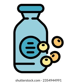 Milk bottle icon outline vector. Vegetable plant. Drink food color flat