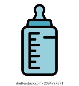Milk bottle icon outline vector. Baby glass. Food fresh color flat
