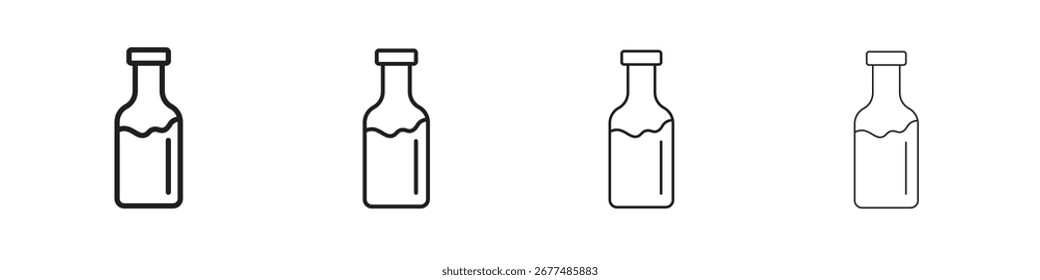 Paquete de Vector de contorno de icono de botella de leche. Mejor para el Web, móvil, ui