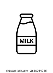Ícone de garrafa de leite representando laticínios, nutrição e bebidas, adequado para embalagem de alimentos, agricultura, supermercado, saúde e design de produtos agrícolas em materiais digitais e impressos