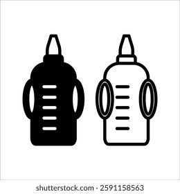 milk bottle icon set, black and white, baby symbols, milk bottle icon eps10, on white background