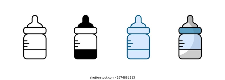 Conjunto de iconos de botella de leche Colección de estilo múltiple