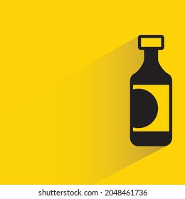 milk bottle icon with shadow on yellow background