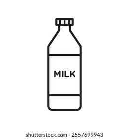 Milk bottle icon Thin line art collection