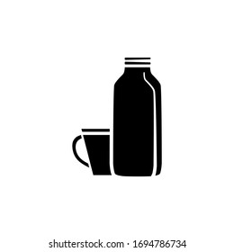 Milk bottle icon in trendy flat design