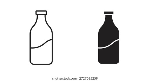 Milk bottle icons set. Simple line vector illustration