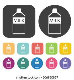 Milk bottle icons set. Vector Illustration eps10

