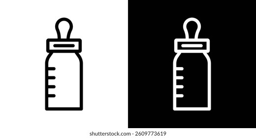 Milk bottle icons vector set in stroke line style