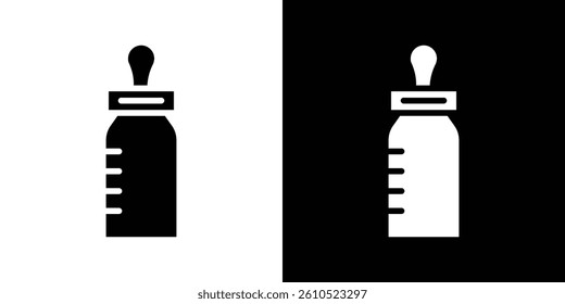 Milk bottle icons vector set in solid flat style