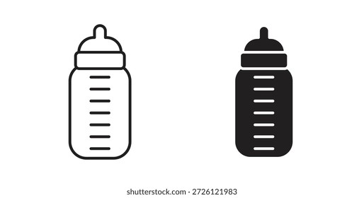 Iconos de botella de leche símbolo de Vector con trazo editable y versiones planas