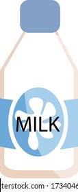 Leche en botella, ilustración, vector sobre fondo blanco