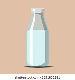 Milk bottle. Isolated bottle of milk. Cartoon flat vector illustration.