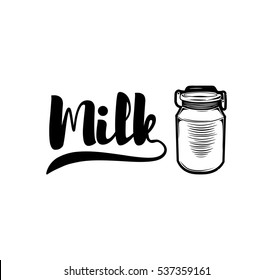 Milk bottle isolated on white background. vector illustration