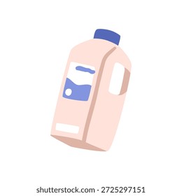 Botella de leche, Grande embalaje de plástico. Bebida lechosa, producto lácteo líquido, producto envasado en recipiente grande con mango. Bebida proteica. Ilustración vectorial plana aislada sobre fondo blanco