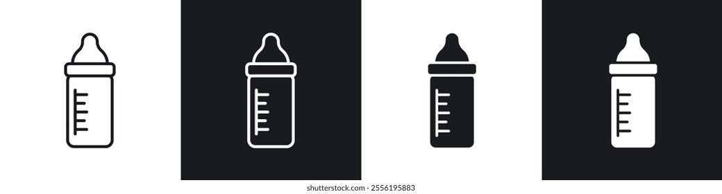 Milk bottle linear icon set for app, and web design.