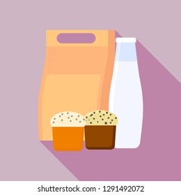 Milk bottle lunchbox icon. Flat illustration of milk bottle lunchbox vector icon for web design
