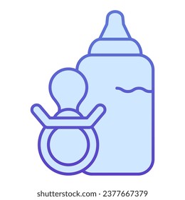 Milk bottle and nipple gradient line icon. Set of baby bottle and babys dummy for feeding outline style pictogram on white background. Maternity signs for mobile concept web design. Vector graphics