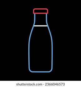 Milch Flasche auf schwarzem Hintergrund Symbol, Vektorgrafik. Produktzeichen für Milcherzeugnisse. Graph-Symbol für das Kochen von Webseiten und Apps-Design, Logo, App, Benutzeroberfläche