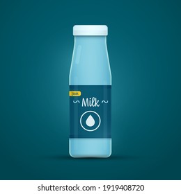 Milk bottle on blue background - vector