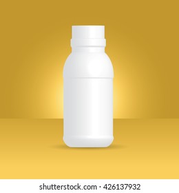 milk bottle on gold background. vector