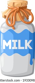Botella de leche con fondo blanco.