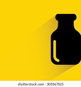 milk bottle on yellow background, flat and shadow theme
