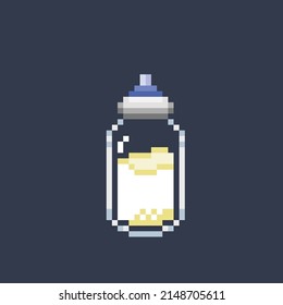 milk bottle in pixel art style