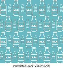 Milk Bottle Seamless Pattern, Vector Illustration Background