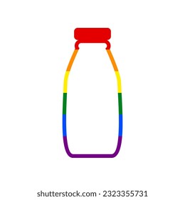 Milk bottle sign. Rainbow gay LGBT rights colored Icon at white Background. Illustration.