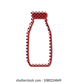 Milk bottle sign. Vector. Brown icon with shifted black circle pattern as duplicate at white background. Isolated.