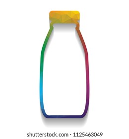 Milk bottle sign. Vector. Colorful icon with bright texture of mosaic with soft shadow on white background. Isolated.