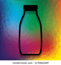 Milk bottle sign. Vector. Flat style black icon on white.