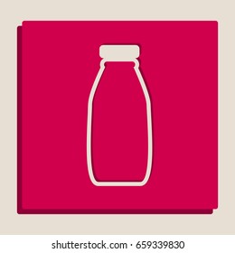 Milk bottle sign. Vector. Grayscale version of Popart-style icon.