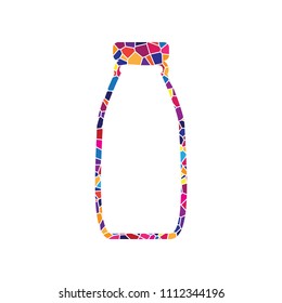 Milk bottle sign. Vector. Stained glass icon on white background. Colorful polygons. Isolated.