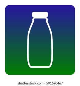 Milk bottle sign. Vector. White icon at green-blue gradient square with rounded corners on white background. Isolated.