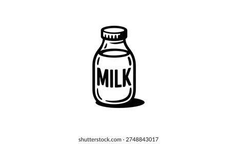 milk bottle silhouette icon isolated on white background dairy drink container symbol fresh milk beverage illustration minimal food design