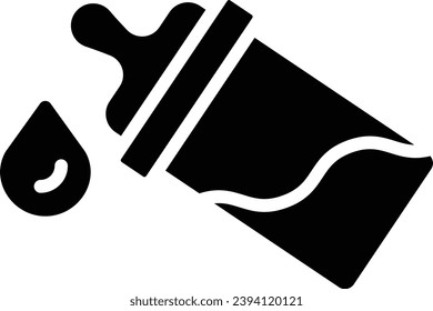 Milk bottle solid and glyph vector illustration