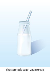 Milk bottle with straw