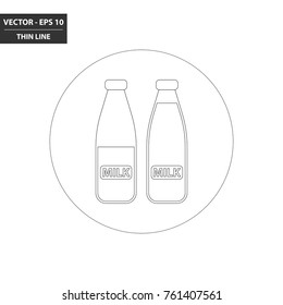 Milk bottle thin line flat icon. Vector Illustration.