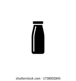 Milk bottle vector icon in black solid flat design icon isolated on white background