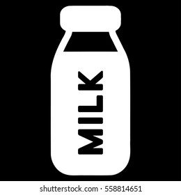 Milk Bottle vector icon. Flat white symbol. Pictogram is isolated on a black background. Designed for web and software interfaces.