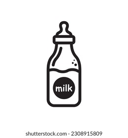 Icono del vector del frasco de leche. Diseño de letreros planos de leche natural. Pictograma con símbolo de leche. icono de interfaz de usuario de UX