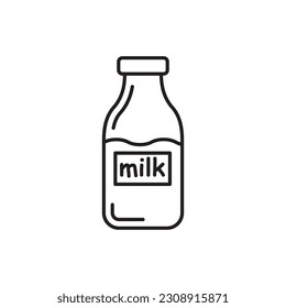 Milchflasche, Vektorsymbol. Natürliche Milch flach Schilder Design. Milchsymbol Piktogramm. UX-UI-Symbol