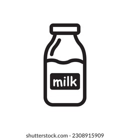 Icono del vector del frasco de leche. Diseño de letreros planos de leche natural. Pictograma con símbolo de leche. icono de interfaz de usuario de UX